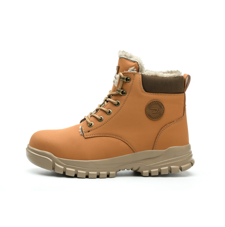 Men's Snow Boots, Steel-toed Boots, Waterproof Winter Warm Fur-lined Shoes