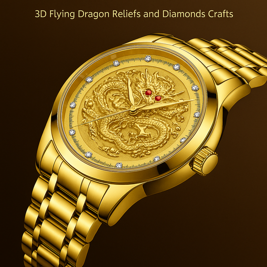 Business Gift Waterproof Gold Men's Diamond Quartz Watch Classic Stainless Steel